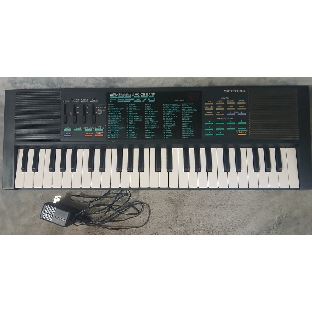 Yamaha PortaSound PSS-270 49-Key FM Stereo Keyboard Vtg Synthesizer Tested WORKS